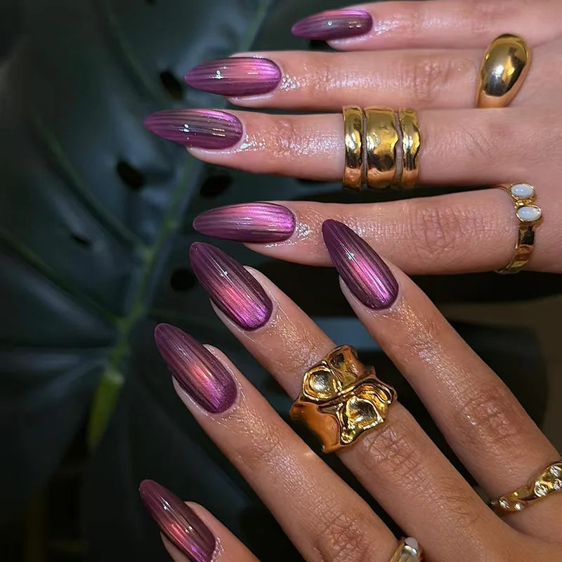 Luxe Glam Glossy Red Press-On Nails – 24pcs for girl